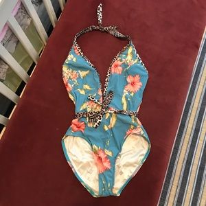 Halter top one piece bathing suit size 14.